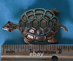 Vintage Crown Trifari Alfred Philippe Turtle Brooch Pin Costume Jewelry Estate