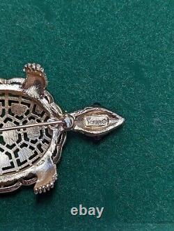 Vintage Crown Trifari Alfred Philippe Turtle Brooch Pin Costume Jewelry Estate