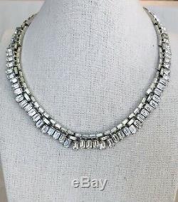 Vintage Crown Trifari Alfred Philippe Vanity Fair Baguette Rhinestone Necklace