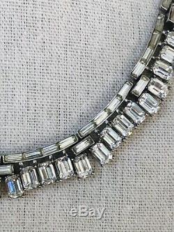 Vintage Crown Trifari Alfred Philippe Vanity Fair Baguette Rhinestone Necklace