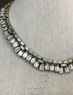 Vintage Crown Trifari Alfred Philippe Vanity Fair Baguette Rhinestone Necklace