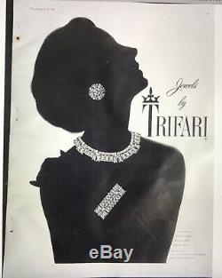 Vintage Crown Trifari Alfred Philippe Vanity Fair Baguette Rhinestone Necklace