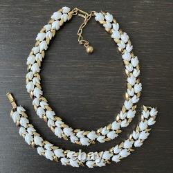 Vintage Crown Trifari Alfred Philippe White Lily Of Valley Necklace Bracelet Set