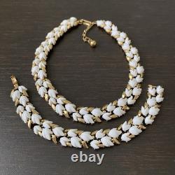 Vintage Crown Trifari Alfred Philippe White Lily Of Valley Necklace Bracelet Set