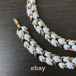 Vintage Crown Trifari Alfred Philippe White Lily Of Valley Necklace Bracelet Set
