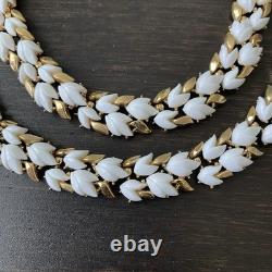 Vintage Crown Trifari Alfred Philippe White Lily Of Valley Necklace Bracelet Set