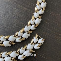 Vintage Crown Trifari Alfred Philippe White Lily Of Valley Necklace Bracelet Set