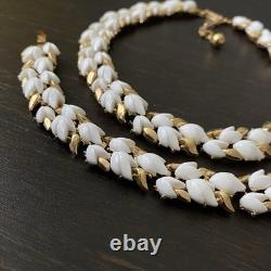 Vintage Crown Trifari Alfred Philippe White Lily Of Valley Necklace Bracelet Set