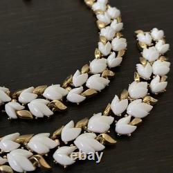 Vintage Crown Trifari Alfred Philippe White Lily Of Valley Necklace Bracelet Set