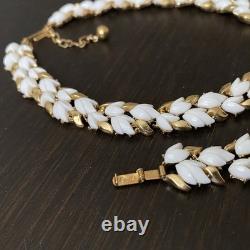 Vintage Crown Trifari Alfred Philippe White Lily Of Valley Necklace Bracelet Set