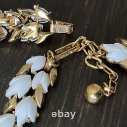 Vintage Crown Trifari Alfred Philippe White Lily Of Valley Necklace Bracelet Set