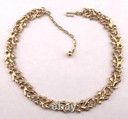 Vintage Crown Trifari Alfred Philippe White Rhinestone Choker Necklace Gold Pltd