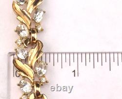 Vintage Crown Trifari Alfred Philippe White Rhinestone Choker Necklace Gold Pltd