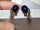 Vintage Crown Trifari Alfred Philippe blue Jelly Belly Rhinestone Earrings