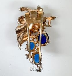 Vintage Crown Trifari Alfred Philippe sterling gilt silver gripoix fur clip 40s
