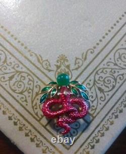 Vintage Crown Trifari Alfred Phillipe Garden Of Eden Enameled RARE Snake Brooch