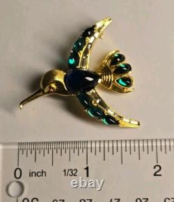 Vintage Crown Trifari Blue Jelly Belly Alfred Philippe Hummingbird Brooch