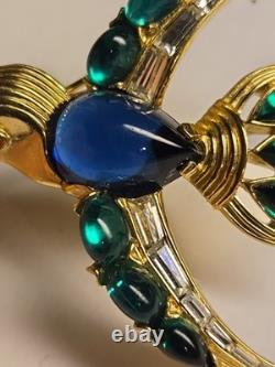 Vintage Crown Trifari Blue Jelly Belly Alfred Philippe Hummingbird Brooch