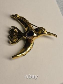 Vintage Crown Trifari Blue Jelly Belly Alfred Philippe Hummingbird Brooch