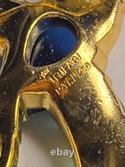Vintage Crown Trifari Blue Jelly Belly Alfred Philippe Hummingbird Brooch