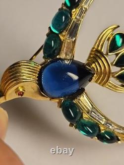 Vintage Crown Trifari Blue Jelly Belly Alfred Philippe Hummingbird Brooch