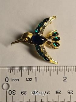 Vintage Crown Trifari Blue Jelly Belly Alfred Philippe Hummingbird Brooch
