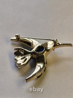 Vintage Crown Trifari Blue Jelly Belly Alfred Philippe Hummingbird Brooch