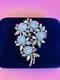 Vintage Crown Trifari Blue Molded Shoe Button w Pink Blue AB Rhinestone Brooch