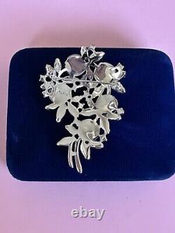 Vintage Crown Trifari Blue Molded Shoe Button w Pink Blue AB Rhinestone Brooch