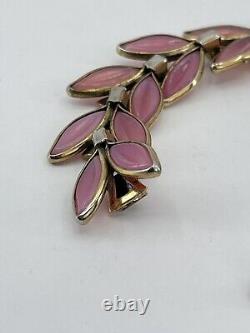 Vintage Crown Trifari Bracelet Brooch pendant set Pink Petalette Alfred Philippe