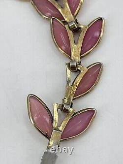 Vintage Crown Trifari Bracelet Brooch pendant set Pink Petalette Alfred Philippe
