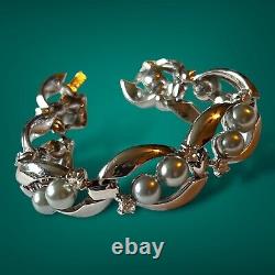 Vintage Crown Trifari Bracelet Earrings Set Alfred Philippe Patent Pending WOW