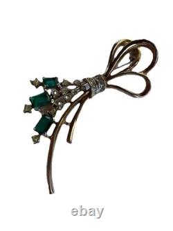 Vintage Crown Trifari Brooch Alfred Philippe 1950's Stamped Rhinestone Pin