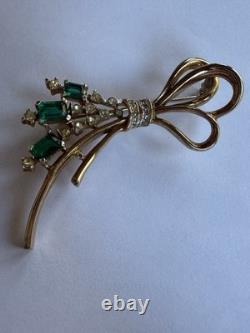 Vintage Crown Trifari Brooch Alfred Philippe 1950's Stamped Rhinestone Pin
