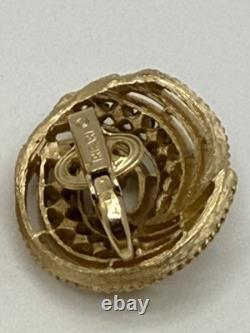 Vintage Crown Trifari Brooch Earrings Rhinestones Alfred Philippe Gold-toned New