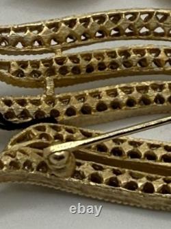 Vintage Crown Trifari Brooch Earrings Rhinestones Alfred Philippe Gold-toned New Vintage Crown Trifari Brooch Earrings Rhinestones Alfred Philippe Gold-toned New