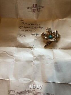 Vintage Crown Trifari Cabochon Pin Alfred Philippe Design With Letter Rare