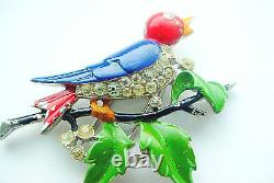 Vintage Crown Trifari Dress Clip1939 Alfred Philippe Enamel Crystal Bird