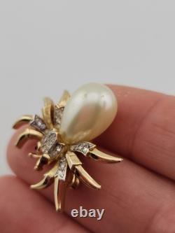 Vintage Crown Trifari Fantasia Alfred Philippe Jelly Belky Faux Pearl Spider