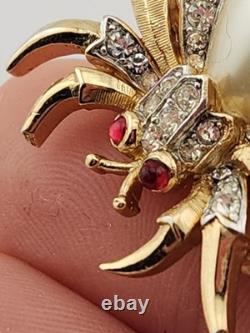 Vintage Crown Trifari Fantasia Alfred Philippe Jelly Belky Faux Pearl Spider