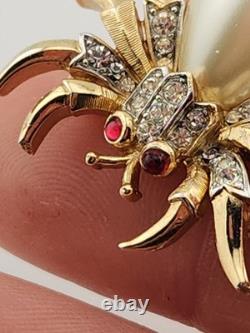 Vintage Crown Trifari Fantasia Alfred Philippe Jelly Belky Faux Pearl Spider
