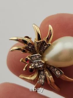 Vintage Crown Trifari Fantasia Alfred Philippe Jelly Belky Faux Pearl Spider