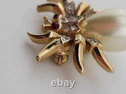 Vintage Crown Trifari Fantasia Alfred Philippe Jelly Belky Faux Pearl Spider