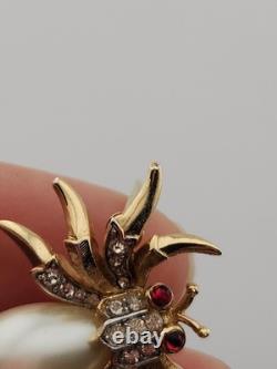 Vintage Crown Trifari Fantasia Alfred Philippe Jelly Belky Faux Pearl Spider