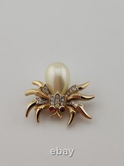 Vintage Crown Trifari Fantasia Alfred Philippe Jelly Belky Faux Pearl Spider