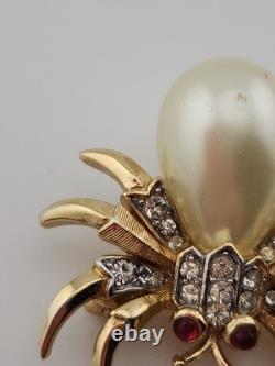 Vintage Crown Trifari Fantasia Alfred Philippe Jelly Belky Faux Pearl Spider