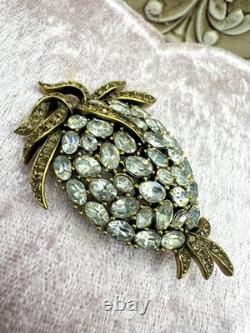 Vintage Crown Trifari Golden Diamanté Pineapple Hanging Fruit Alfred Philippe