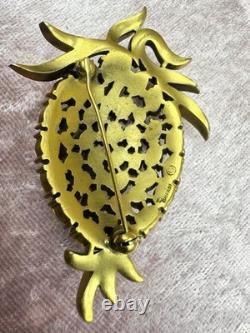 Vintage Crown Trifari Golden Diamanté Pineapple Hanging Fruit Alfred Philippe