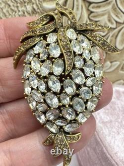 Vintage Crown Trifari Golden Diamanté Pineapple Hanging Fruit Alfred Philippe