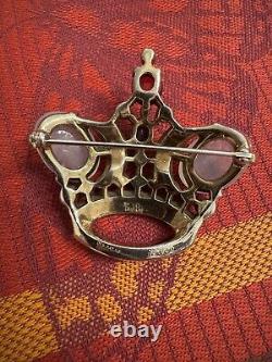 Vintage Crown Trifari Jelly Belly Coronation Crown Brooch 2 W Tag